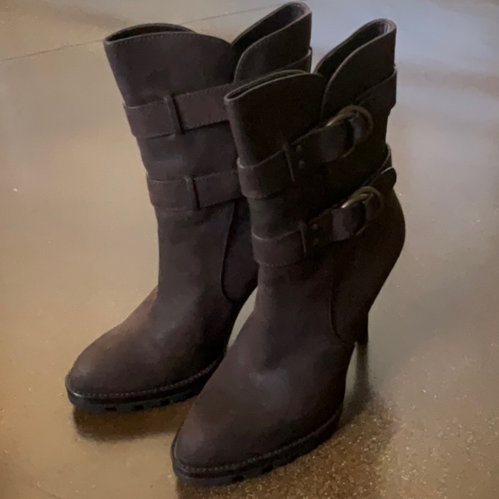 Coach Women's Brown Buckle Ankle Boots